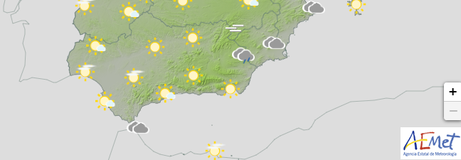Mapa del tiempo - Andalucía Mapa del tiempo - Previsión meteorológica para el día 13 de febrero de 2023 en Andalucía, extraído de la web de la AEMET